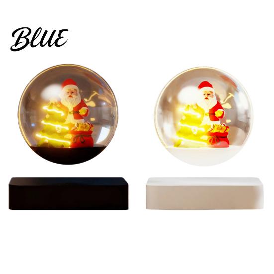 Unique Winter Seasonal Display Magnetic Levitating Santa Claus Tree Ornament with LED Light, Lighted Rotating Floating Creative Christmas Party