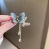Blue Butterfly Tassel Brooch Vintage Banquet Clothes Metal Pin Clothes Accessories