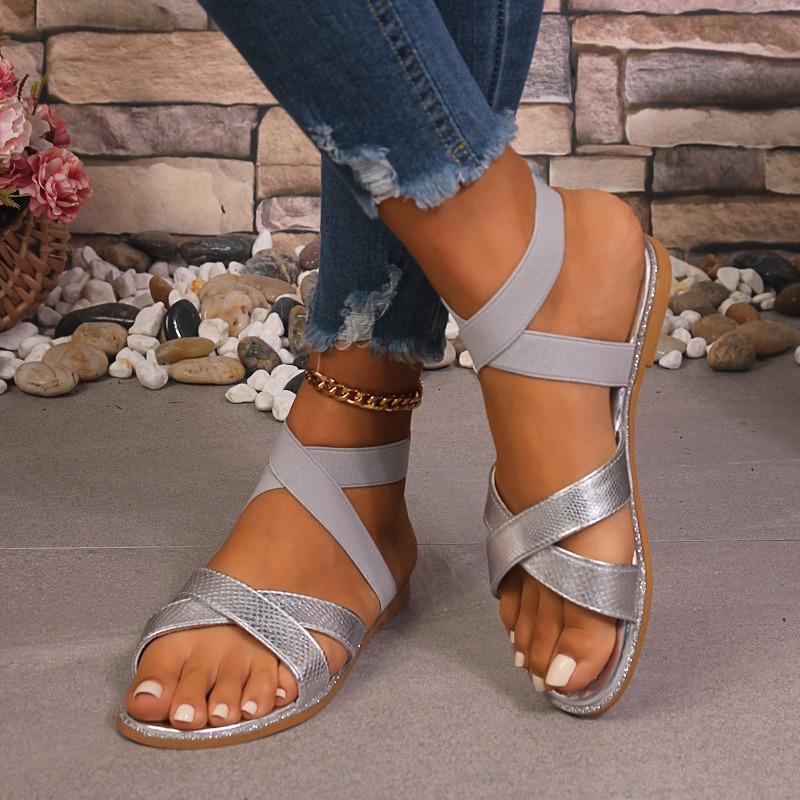 New Popular Cross Strap Open Toe Sandals for Women Causal Summer Anckle Strap Sandal Woman New Style Non Slip Soft Sole Sandals