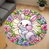 1pc Rabbit Flowers Round Chair Mat Office Area Rug - Non-Slip, Floor Mat for Office, Bedroom, Ideal Home Decor Gift C0112075