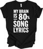 Mein Gehirn besteht zu 80% aus Songtexten Lustige Musikliebhaber Grafik Geschenk T-Shirt