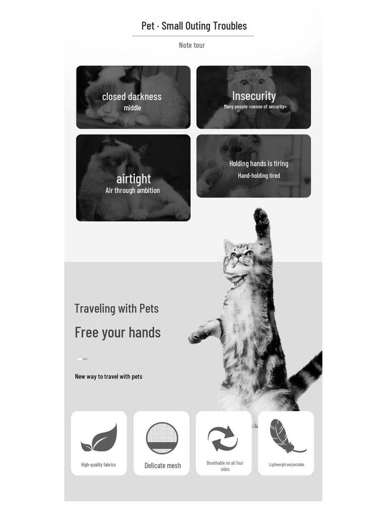 Portable Cat Trolley with Detachable Wheels – Breathable, Foldable, and Spacious Pet Carrier