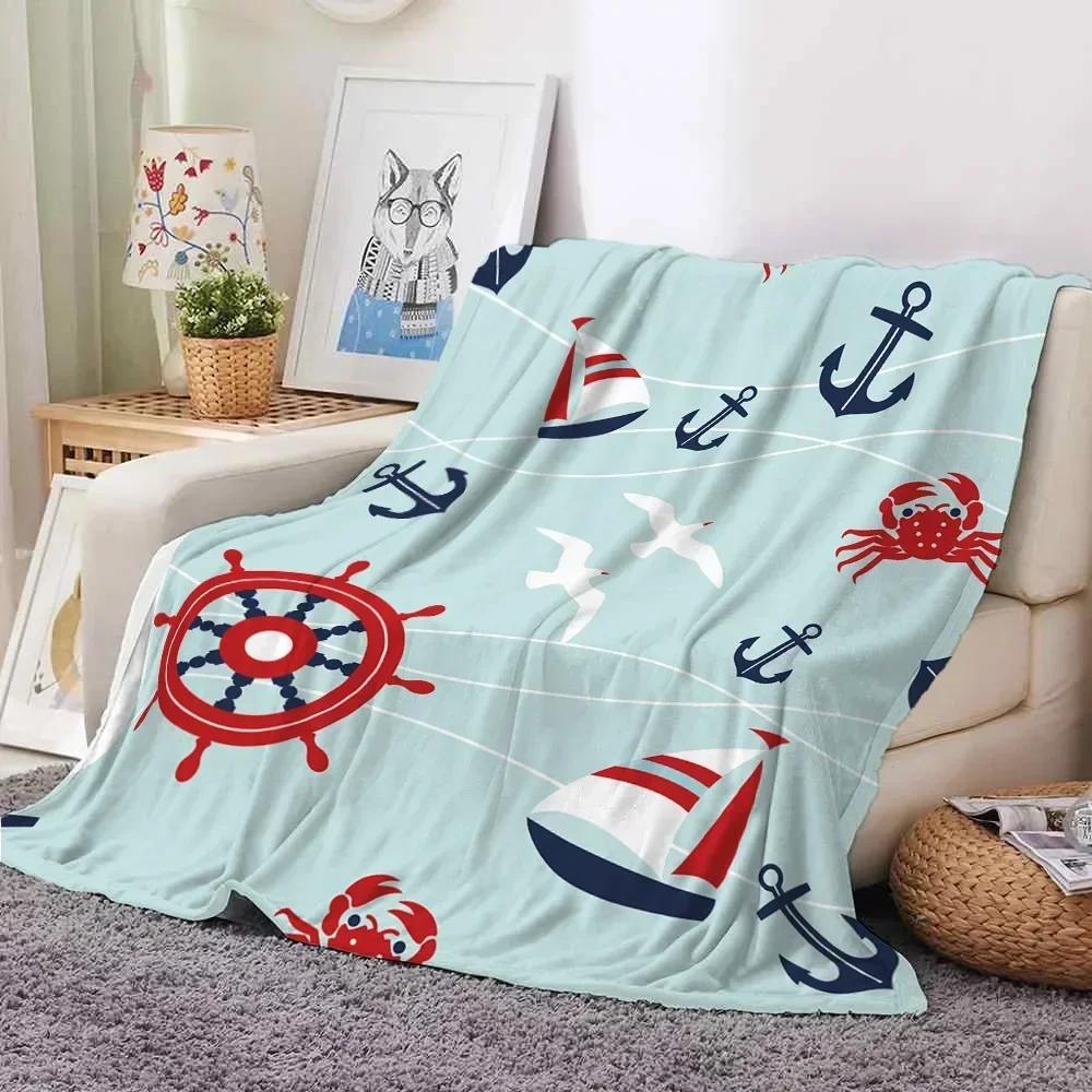 Fish Flannel Throw Blanket Jellyfish Ocean Animals for All Season Gift Couch Sofa Living Room Queen Size Lightweight Boys Girls