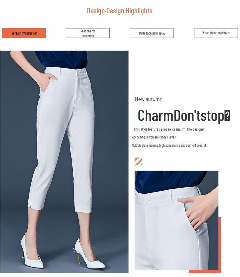 Petite Women's High-Waisted Split Hem Cropped Blazer Pants - Summer Thin Style, Casual Straight Leg