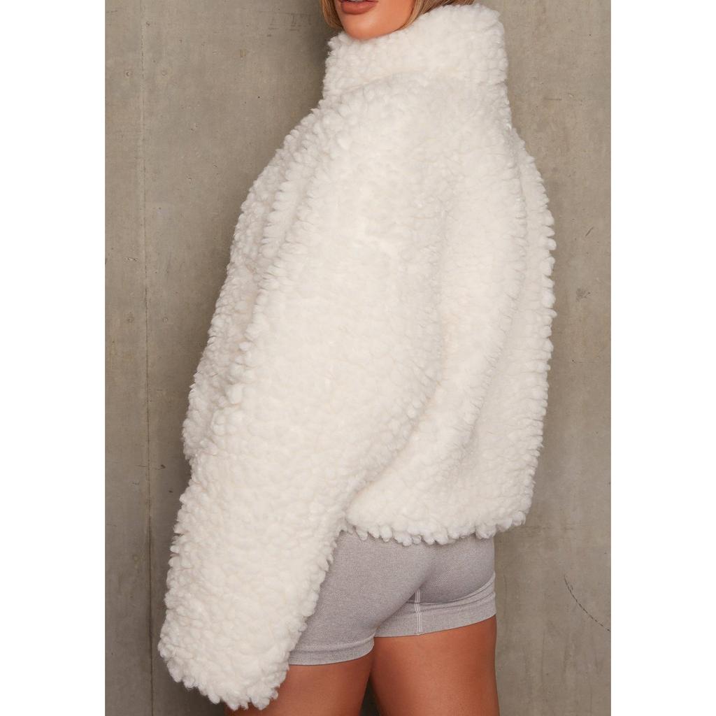 Autumn and Winter Women's Fleece Cardigan Short Jacket Lamb Wool Coat Woman