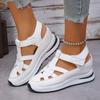 New Large Size Wedge Heel Sandals Women's Bag Head Hollowed Out Breathable Women's Large Size Muffin Thick Bottom Velcro Women