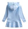 Children's Rainbow Cartoon Hooded Sweatshirt Dress with Ruffle Skirt, Pure Cotton, Long Sleeve 