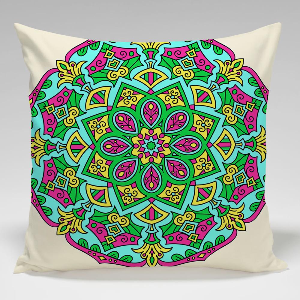 Mandala Geometric Pattern Throw Pillow Cover With Short Plush Print For Living Room Sofa Decoration Cushion Cover Pillow Covers