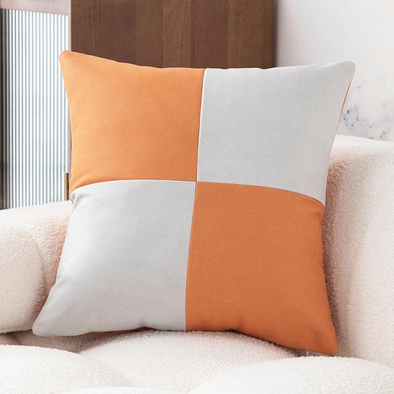 Solid Color Technology Cloth Pillowcase Modern Imitation Leather Waterproof Cushion Cover Nordic Sofa Living Room Decor