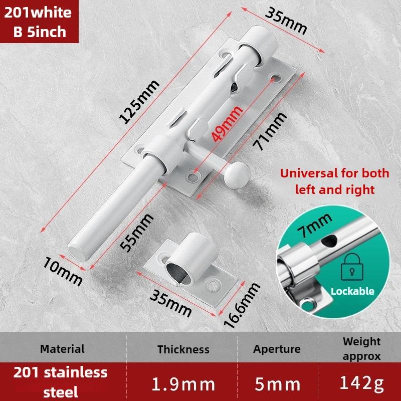 1PCS Stainless Steel Door Latch Solid Sliding Bolts Latch Home Hardware Gate Safety Toilet Door Lock