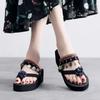 Fashion Platform Flower Women's Slippers and Ladies Sandals Flip Flops Shoes 2025 Trend Shoe New Style Luxury 39 Outside on Beach Slides