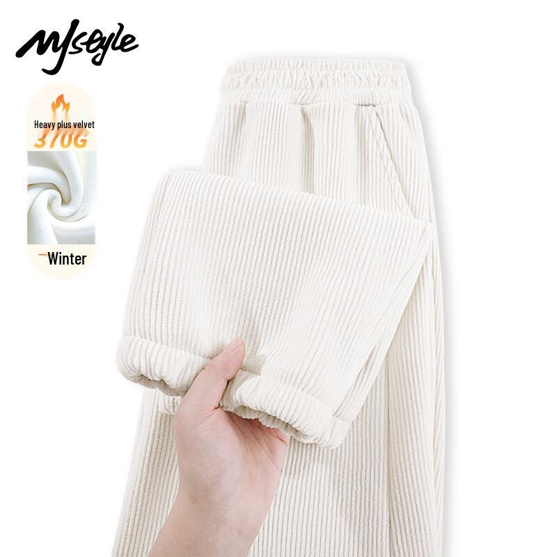MJ STYLE Women's Winter Fleece-Lined Corduroy Pants