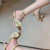 Luxury Flower Calla Lily Summer Vacation Stiletto Thin Heel High Heels Sandals Shoes for Women