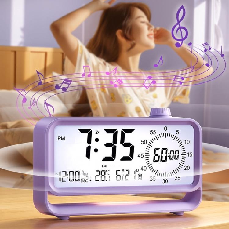 Kids Alarm Clock with Button High Volumes Visual Timers Indicators Rechargeable LCD Display Digital Clock Night Light