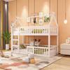 Stable Base Bunk Bed with Ladder Falling Protection Strong Load Bearing Wood Frame Family Loft Bed Bedroom Furniture
