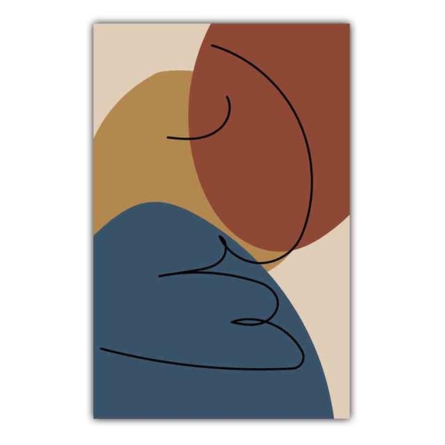Abstract Matisse Minimalist Line Face Four Color Pattern Artwork Poster Canvas Painting Wall Art Pictures Room Home Decor