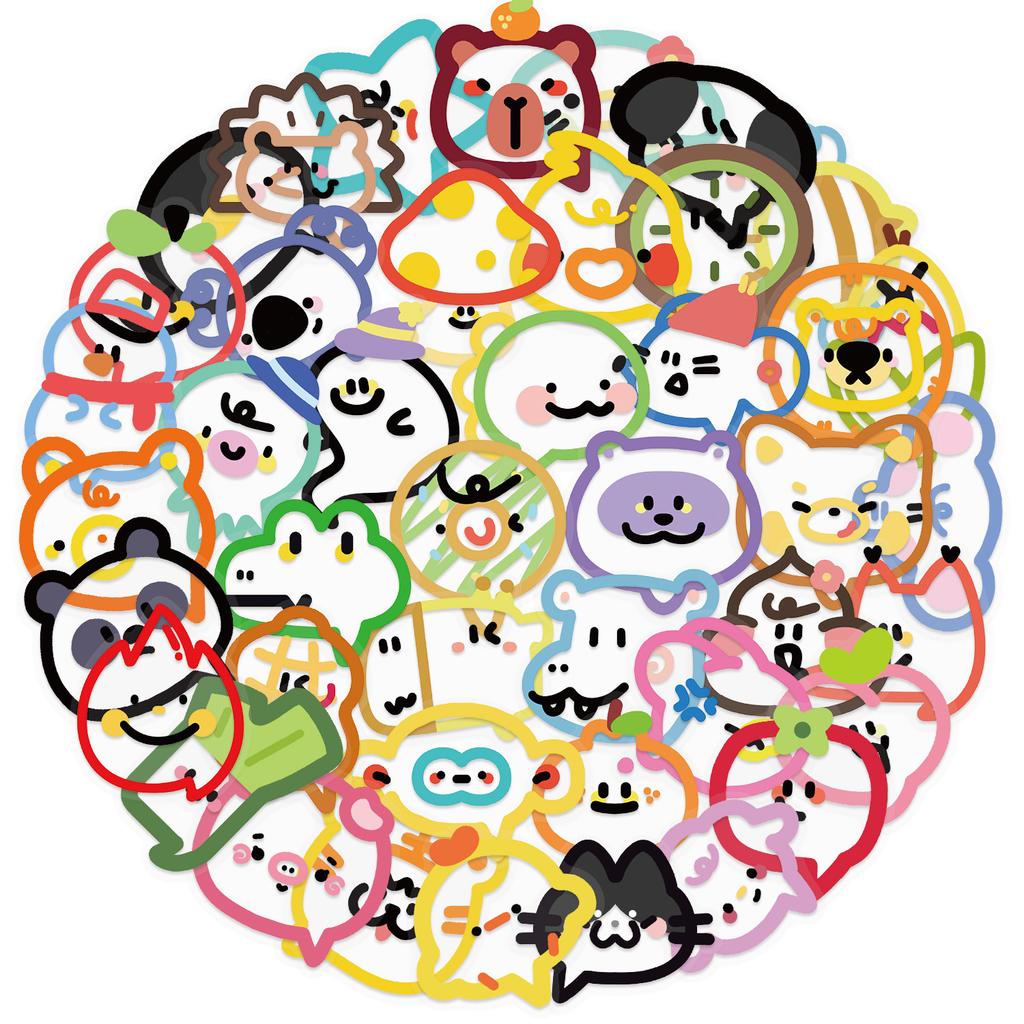 50 Transparent Cartoon Colorful Bubble Sticker Pack Waterproof Transparent PET Hand Account Decorative Guitar Notebook