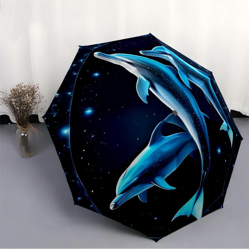 1pc Dolphin Galaxy Automatic Open/Close Umbrella Compact Folding Umbrella, All-Season Portable Umbrella for Women/Men F1124047