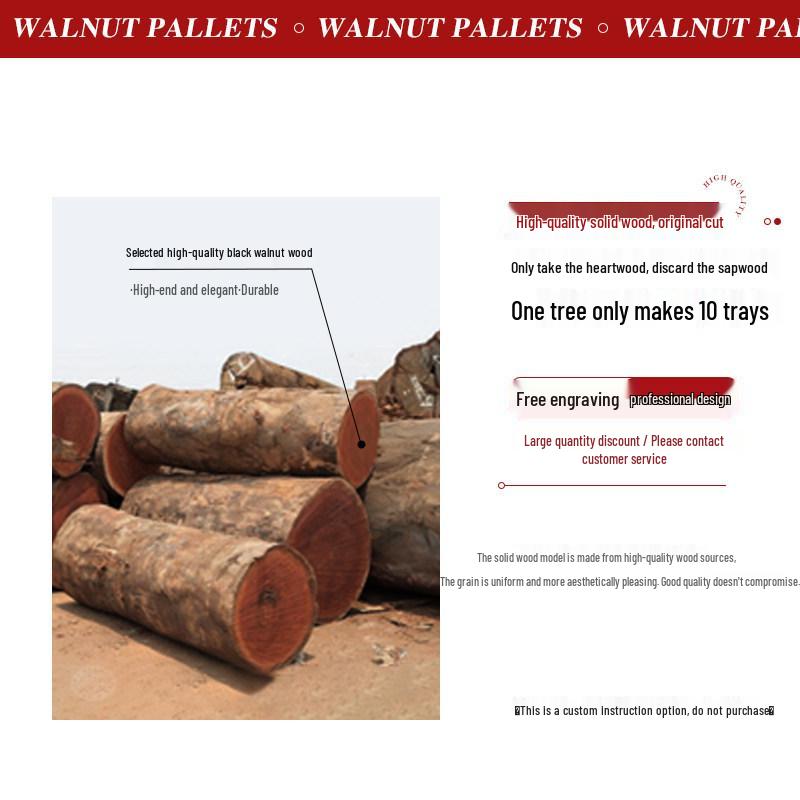 Luxury Black Walnut Tray: Rectangular Solid Wood for Home, Tea, & Water Cups, with Round Plate