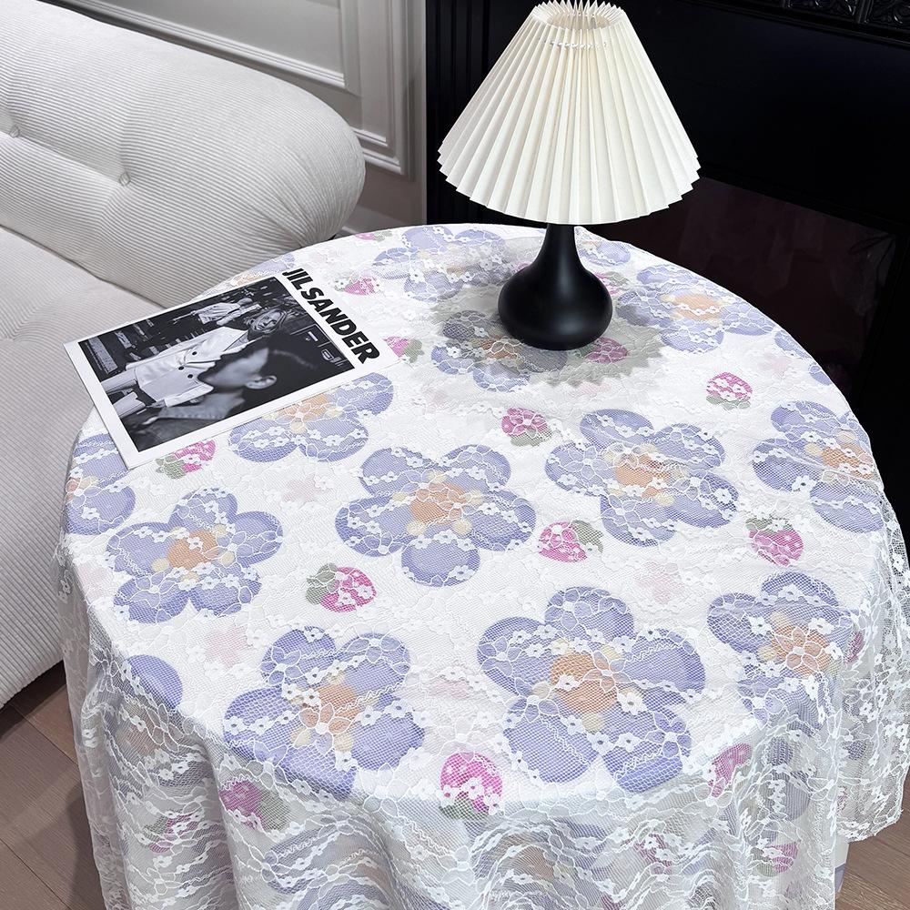 Lace Floral Tablecloth Desk Flannel Fabric Decoration Small Coffee Table Bedside Table Rectangular Retro Korean Style
