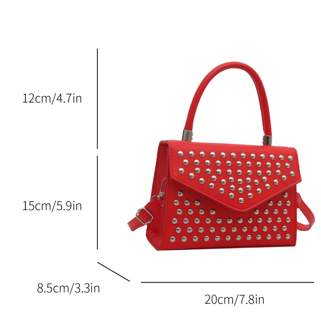 Designer Rivet Crossbody Bag With Short Handle Handbag Fashion Mini Small Phone Bag Purse Solid Pu Leather Ladies Shoulder Bags