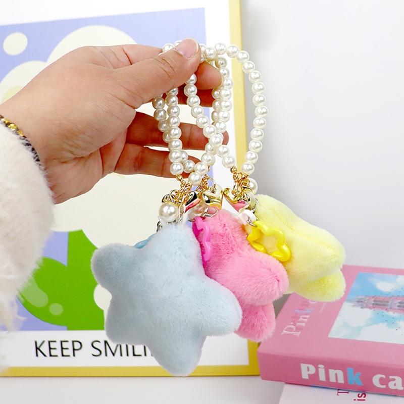 Star Shaped Cellphone Strap Colorful Phone Chain Handmade Five-Pointed Star Keyring Keychains Ornament for Wallet