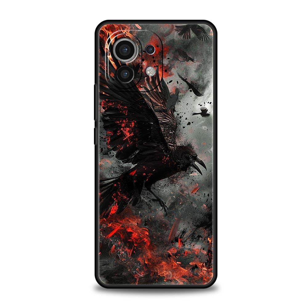 Black Raven Phone Case Cover for Xiaomi Mi 17 15 14 13 12 11 Ultra 15T 14T 13T 12T 11T Pro Lite 5G Soft TPU Shell Fundas Capas