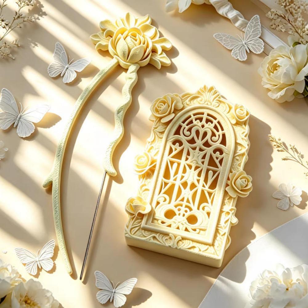 Embossed Rose Fuse Beads Tools Set Vintage Bead Tweezers Pen Kit DIY Handmade