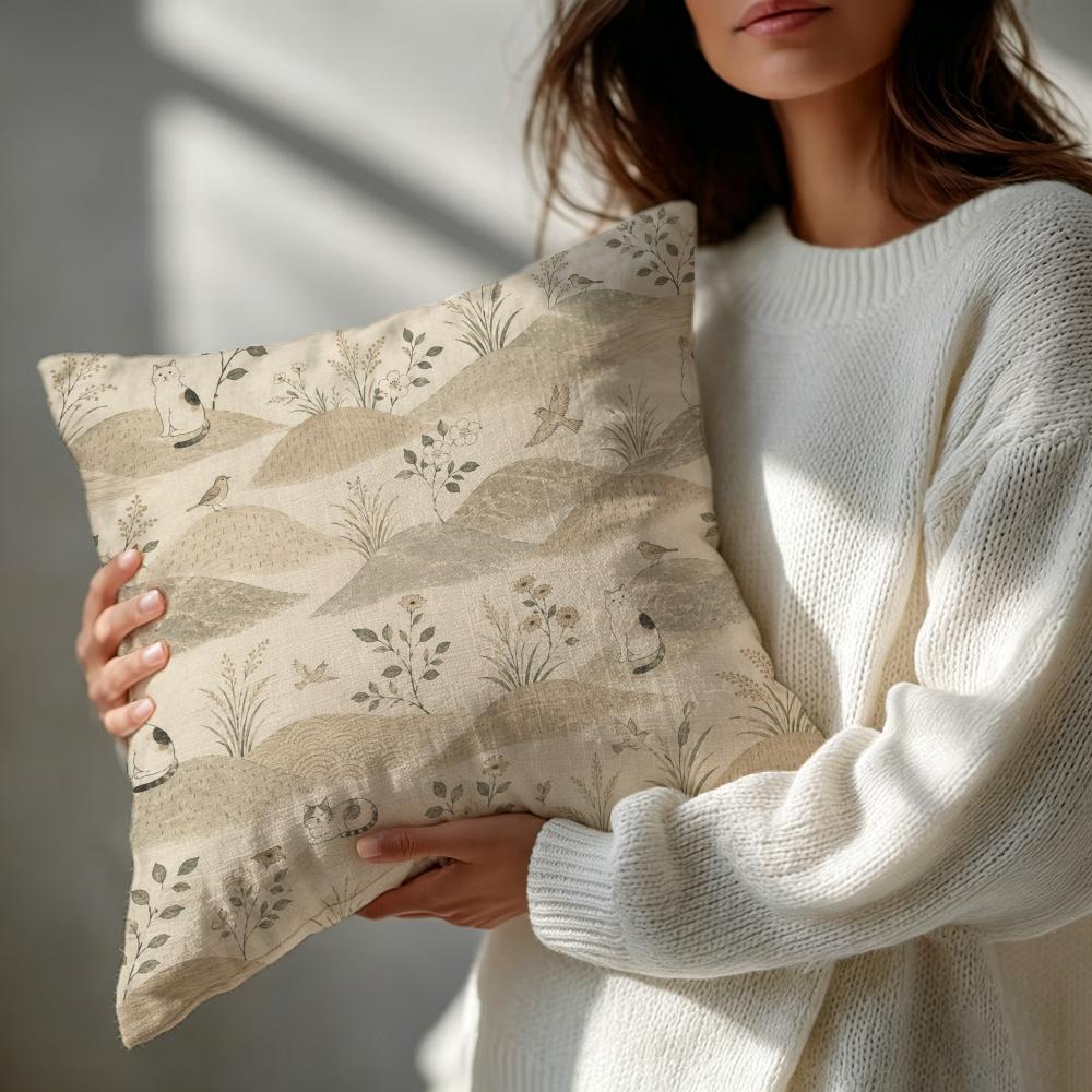 Stil Japanisch Natürlich Handgezeichnet Kissenbezug Gemustert Kissenbezug Romantisch Gemütlich Zuhause Sofa Dekoration