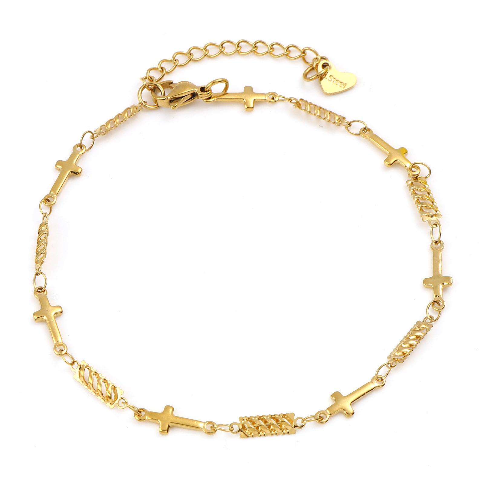 

DoreenBeads Stainless Steel Anklet Gold Color For Women Beach Foot Leg Chain Ankle Bracelets Jewelry Gift 22.5cm-23.5cm, 1 Piece