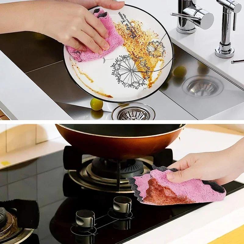 Microfiber 1510pcs Towel Absorbent Kitchen Cleaning Cloth Non-stick Oil Dish Towel Rags Napkins Tableware Household Cleaning