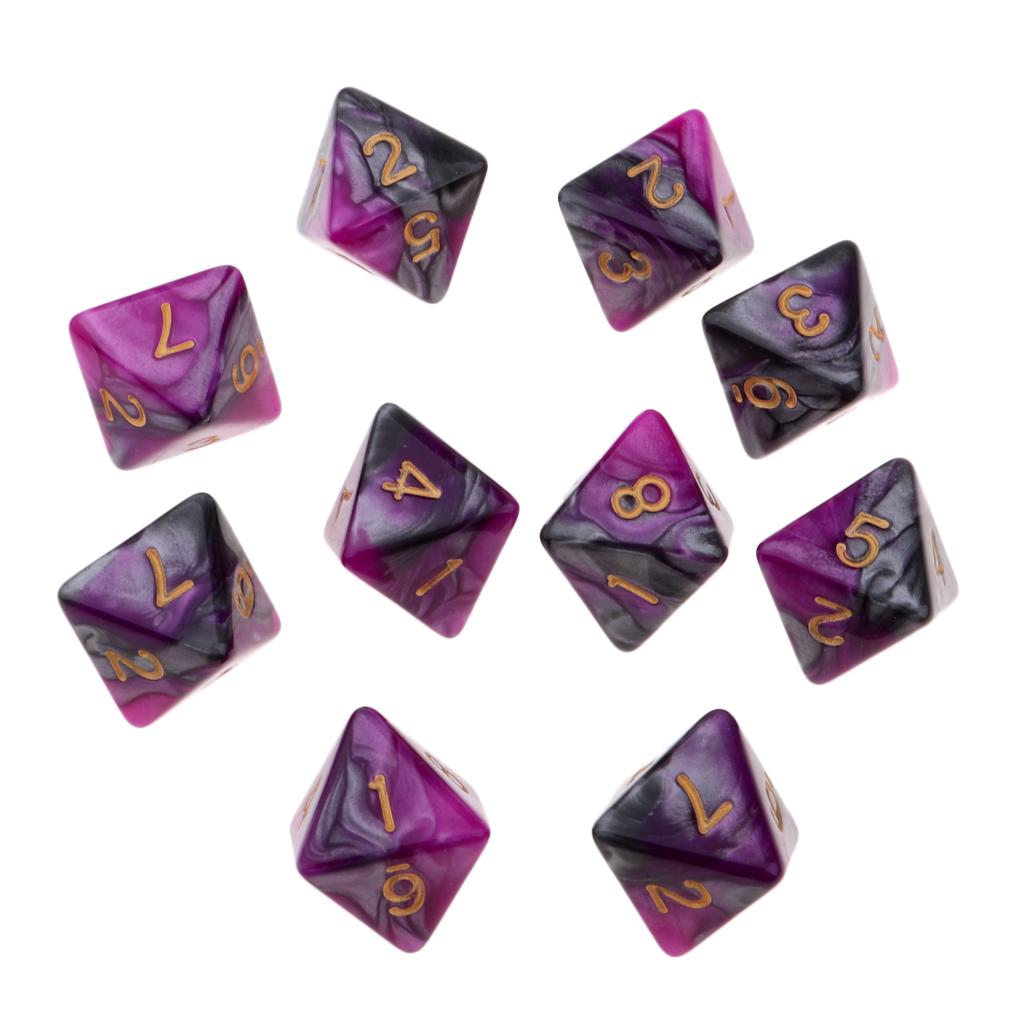 10 Pieces Polyhedral Dice Collection Multi-sided Dice D8 for TRPG D Dragons Game 8-sided Dice Collection