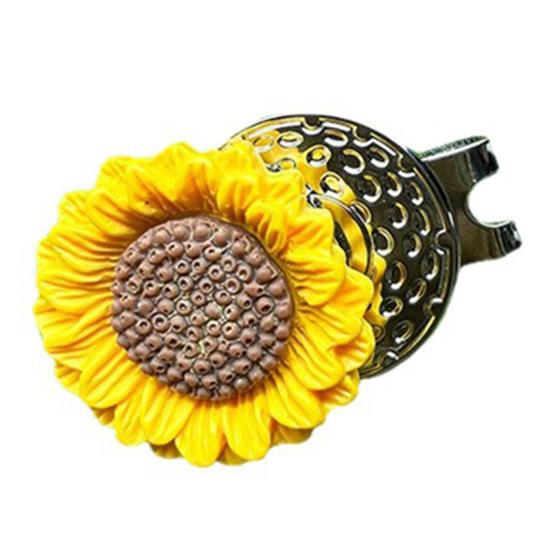 Magnetic Golf Ball Marker with Hat Clip Sunflower Shape Magnet Ball Marker Cap Clip Set for Men Women Golfers Bags Belts Visors Accessories