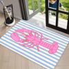 Preppy Striped Lobster Non-slip Door Mat Indoor Kitchen Bedroom Living Room Nautical Style Welcome Floor Rug Home Decor