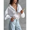 Western Style New Elegant All-Match Shirt Lapel Lantern Sleeve Loose Shirts Lantern Sleeve Shirt