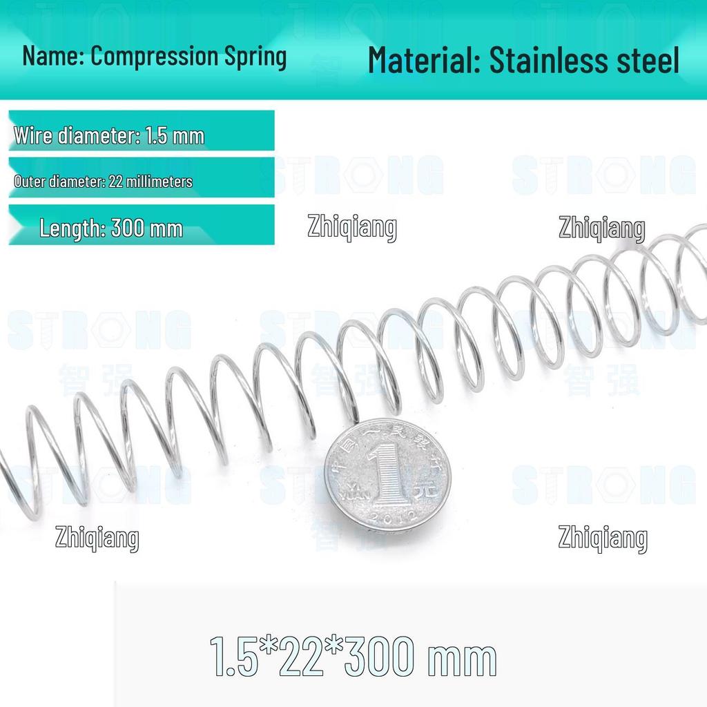 304 Stainless Steel Compression Spring – 300mm Long, High Elasticity, Shock Absorption, Customizable