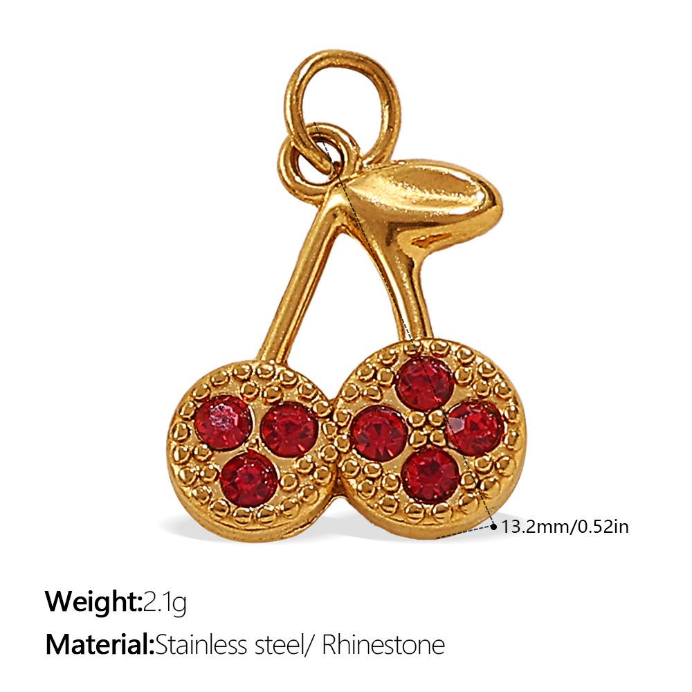 Stainless Steel Cherry Fruit Design Pendant for DIY Bracelets & Necklaces