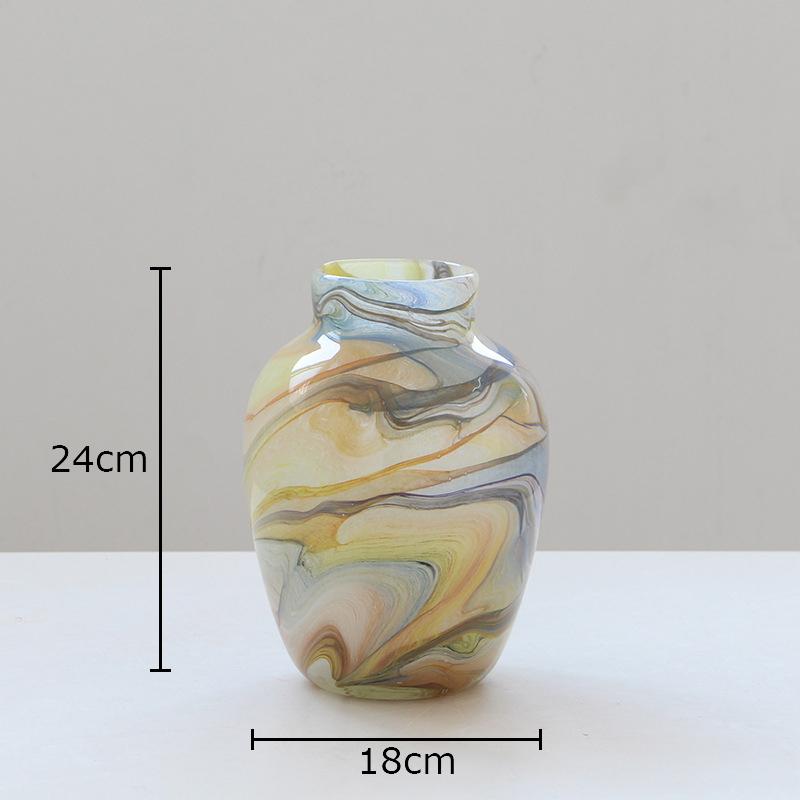 Colorful Rock Texture Glass Vase Hydroponics Plant Pots Table Decoration Flowers Arrangement Floral Vases Room Aesthetic Decor
