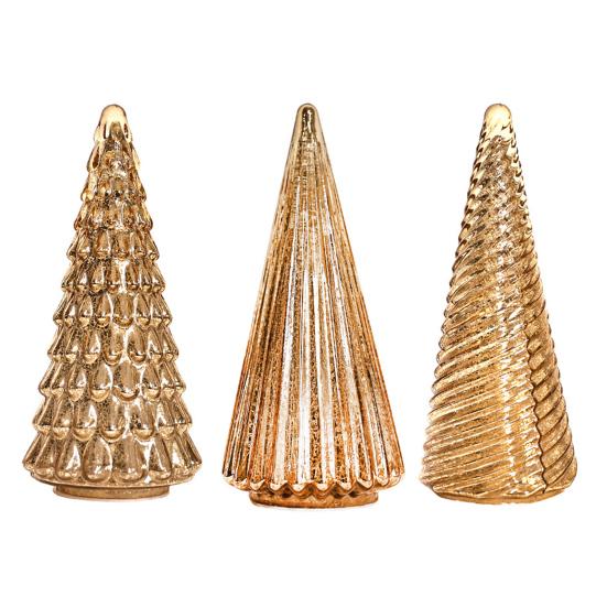 Illuminated Glass Christmas Tree Prelit Christmas Tree Figurine with LED Light Collection Crackled Glass