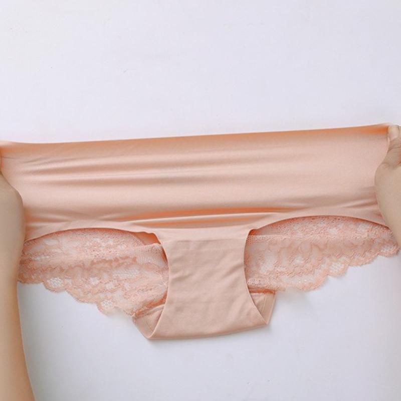 Damen Slips Exquisite Spitze Unterwäsche Seidensatin Sexy Nahtlos Mädchen Lingerie Damen Slips Übergröße Komfort Unterhosen