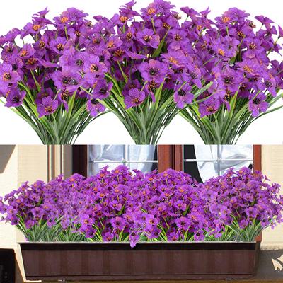 1 Bouquets Artificial Violet Flowers Silk Flowers Fake Grass Plants For Wedding Home Garden Decoration Birthday Xmas Party Decor