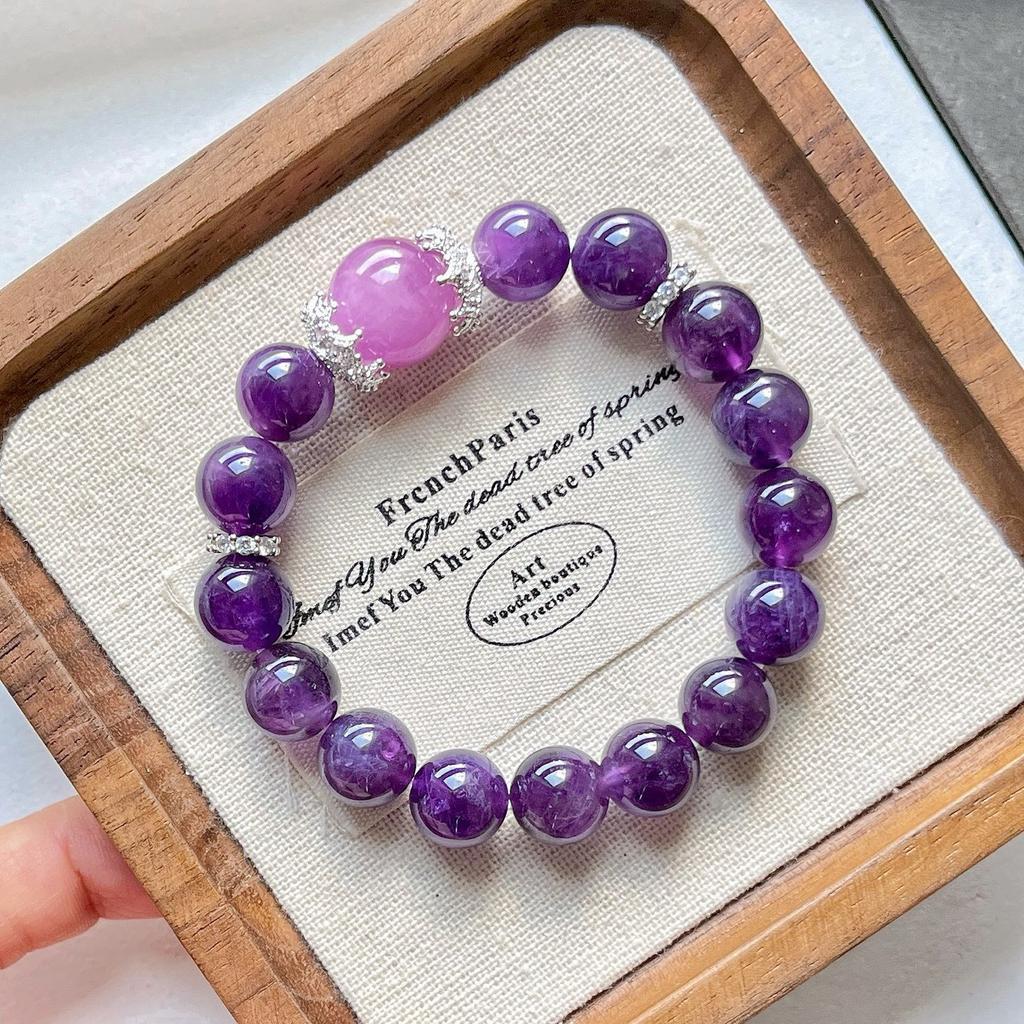 10Mm Retro Natural Tiger Amethyst Purple Lithium Hui Design Bracelet Bracelet.