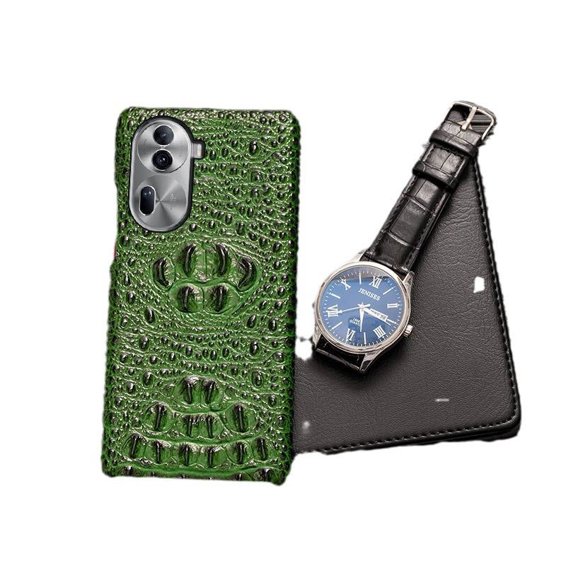 Genuine Leather Cowhide Skull Half Package Protective Case for OPPO Reno4/Reno4Pro.