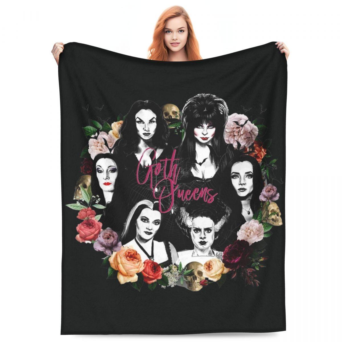 

Elviras Mistress Of The Dark Movie Blanket Goth Queen Lily Morticia Picnic Flannel Throw Blanket Warm Chair Sofa Bed Bedspread 30x40in