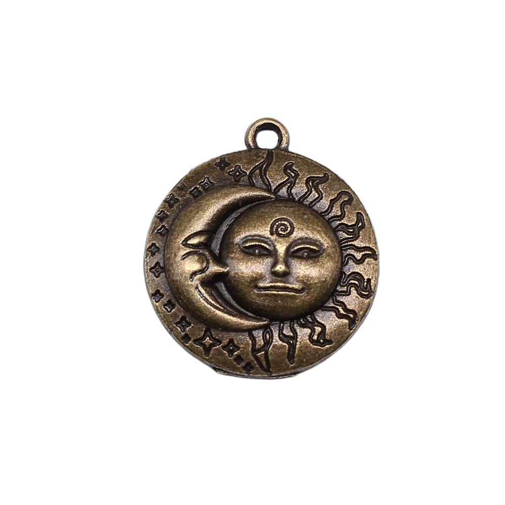 Sun And Moon Face Charms Multi Color Alloy Pendants For Celestial Themed Jewelry