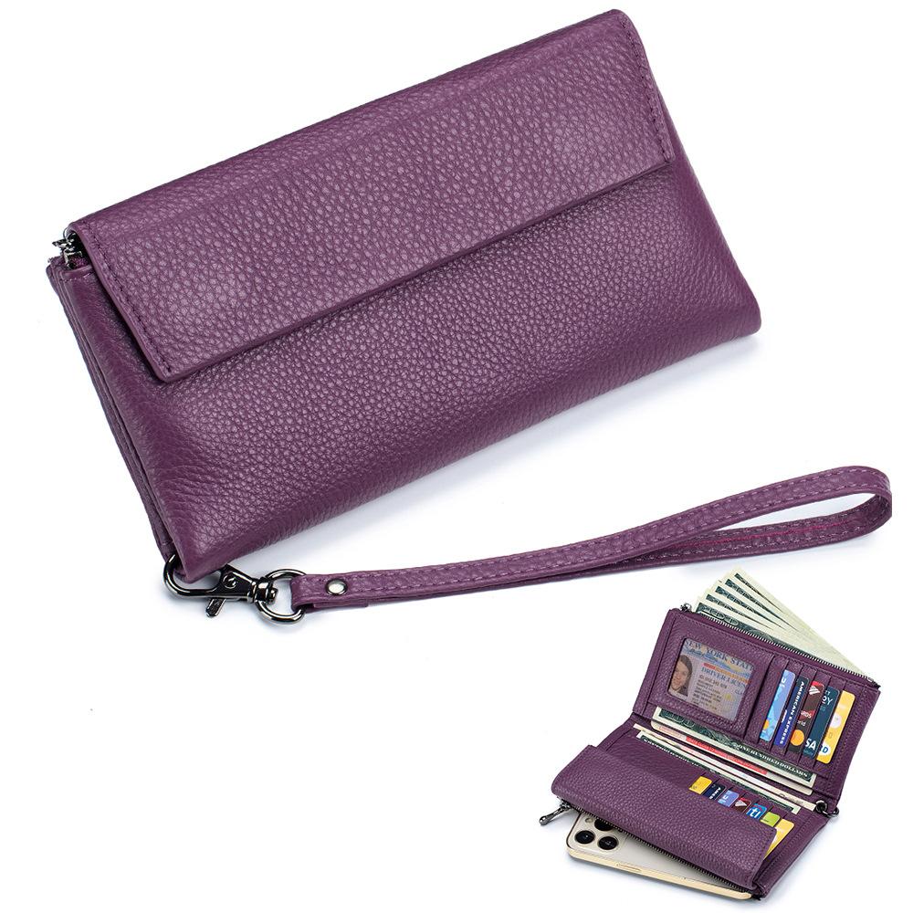 New hand-held soft leather long wallet, fashionable and versatile, large-capacity multi-card card bag, can put mobile phone wallet