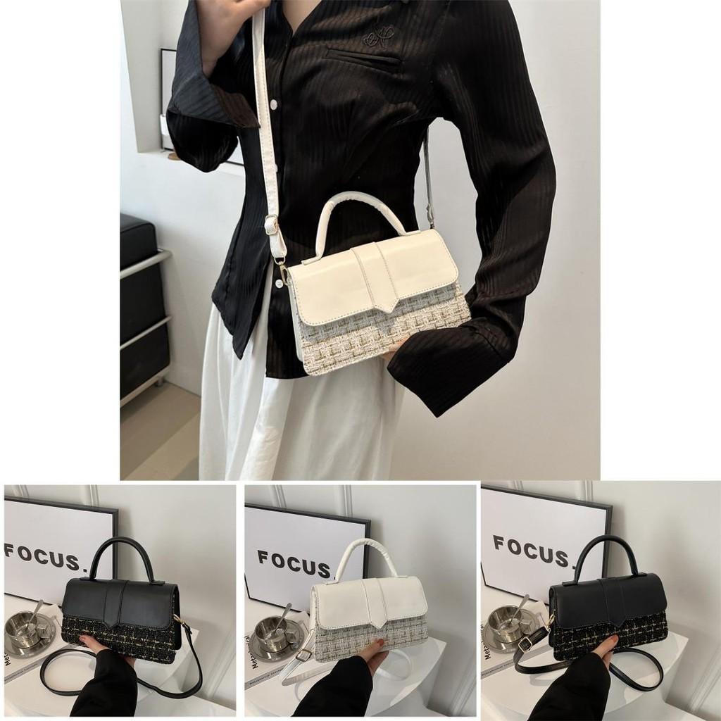 2024 New Spring Korean Style Casual Plaid Fashion Single Shoulder Crossbody Small Square Bag Black