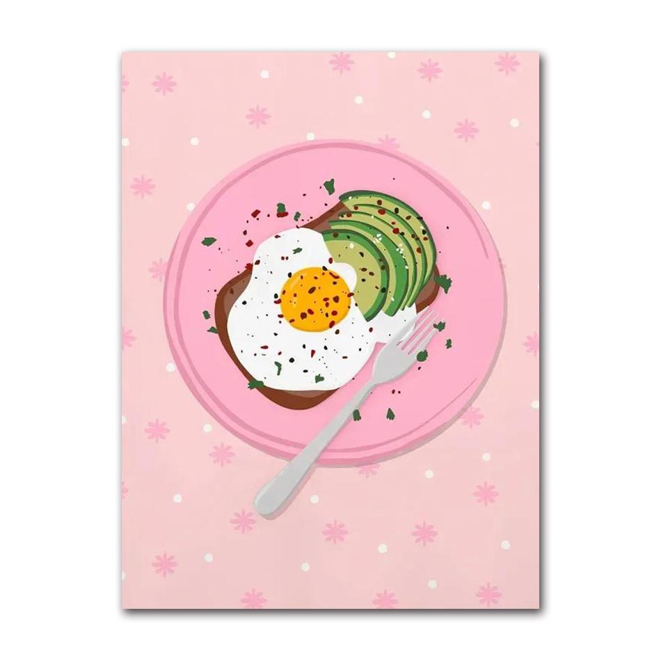 Abstract Coffee Cherry Strawberry Plant Wall Art Canvas Painting Nordic Posters And Prints Wall Pictures For Pink Kitchen Decor