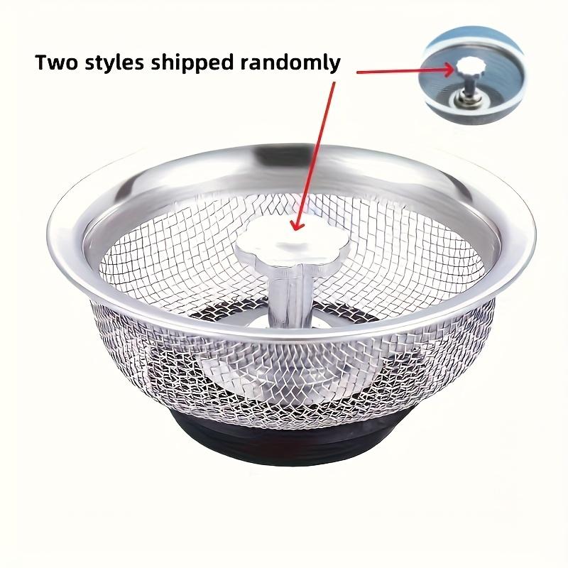 Stainless Steel Kitchen Sink Strainer with Removable Stopper - 97mm Anti-Clogging Drain Filter for Sink/Bathroom/Toilet/Basin