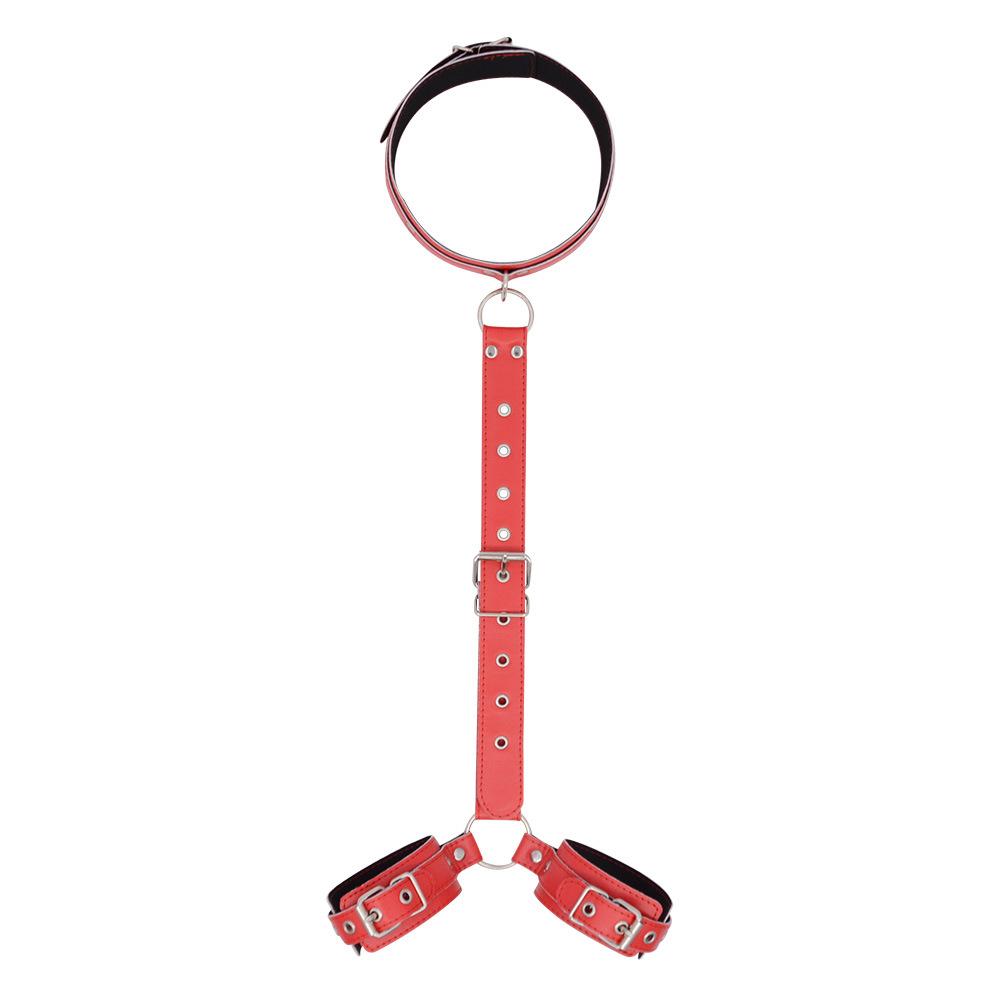 Sex Handcuff Wrist Tied with Neck Collar BDSM Sex Toys for Women Fetish Self Bondage Adult Games SM Handcuff Sex Straps
